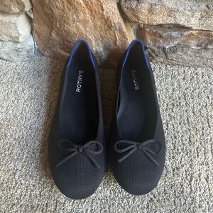Rothy's Black Flats with Blue Trim